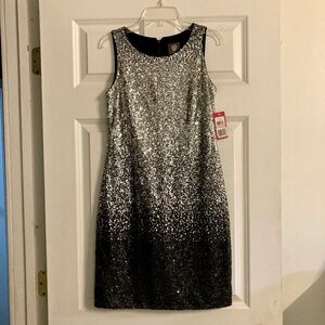 Black and silver ombré sequin dress